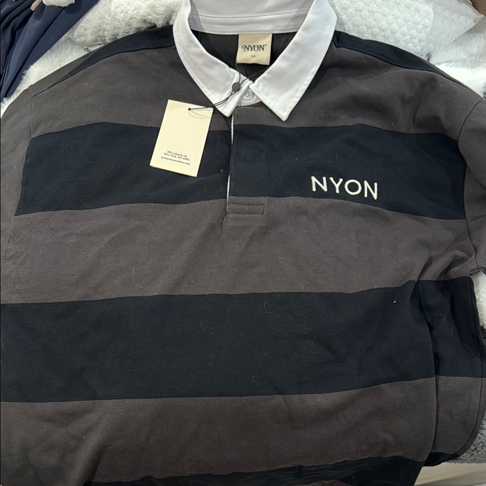 NYON - New York or Nowhere Black and Gray Long Sleeve Polo Shirt